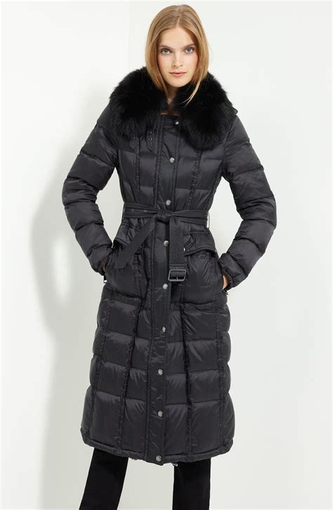 burberry brit down coat with fox fur collar|burberry ladies car coats.